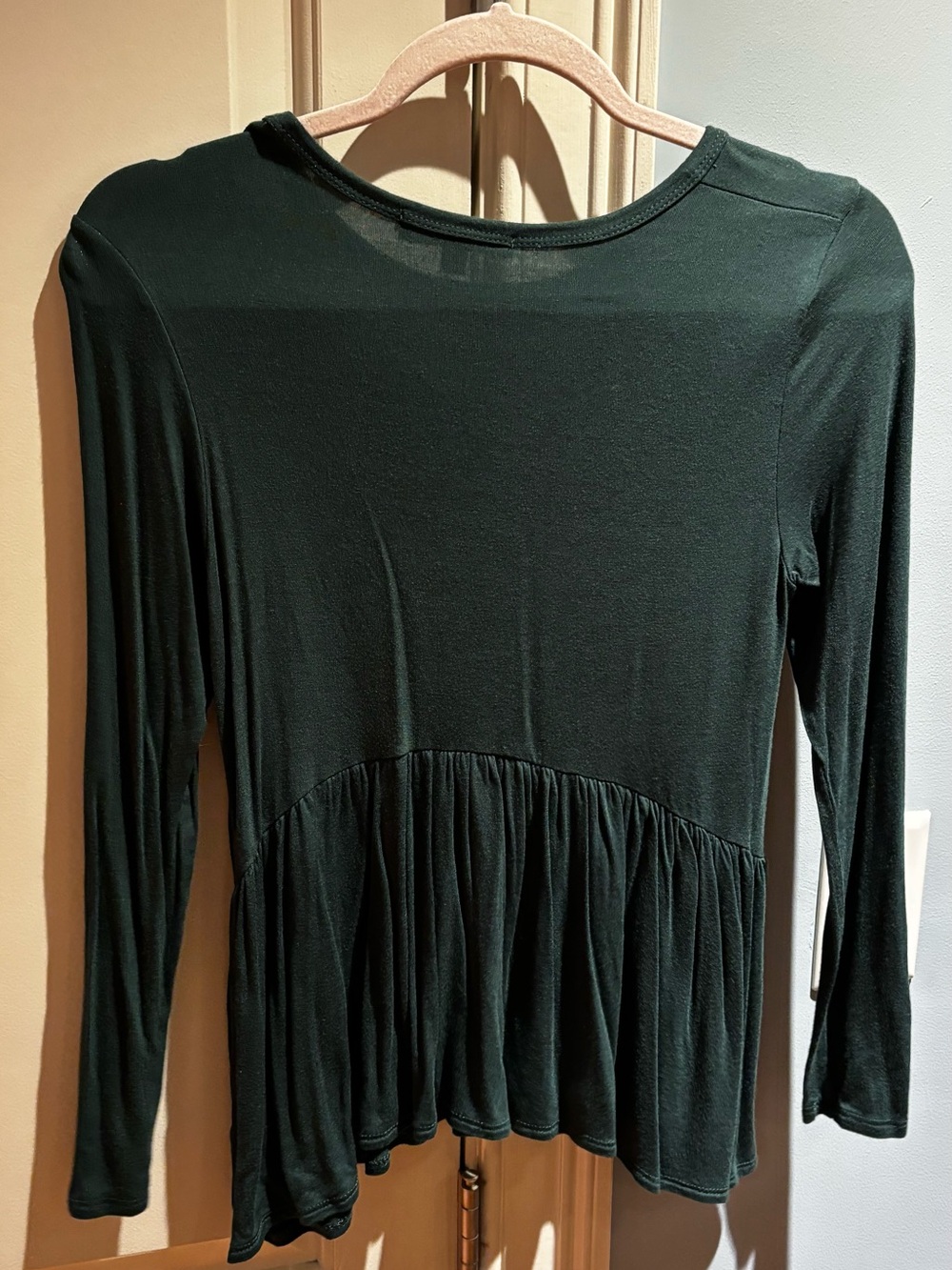 gaze Dark Green Long Sleeve Peplum Top